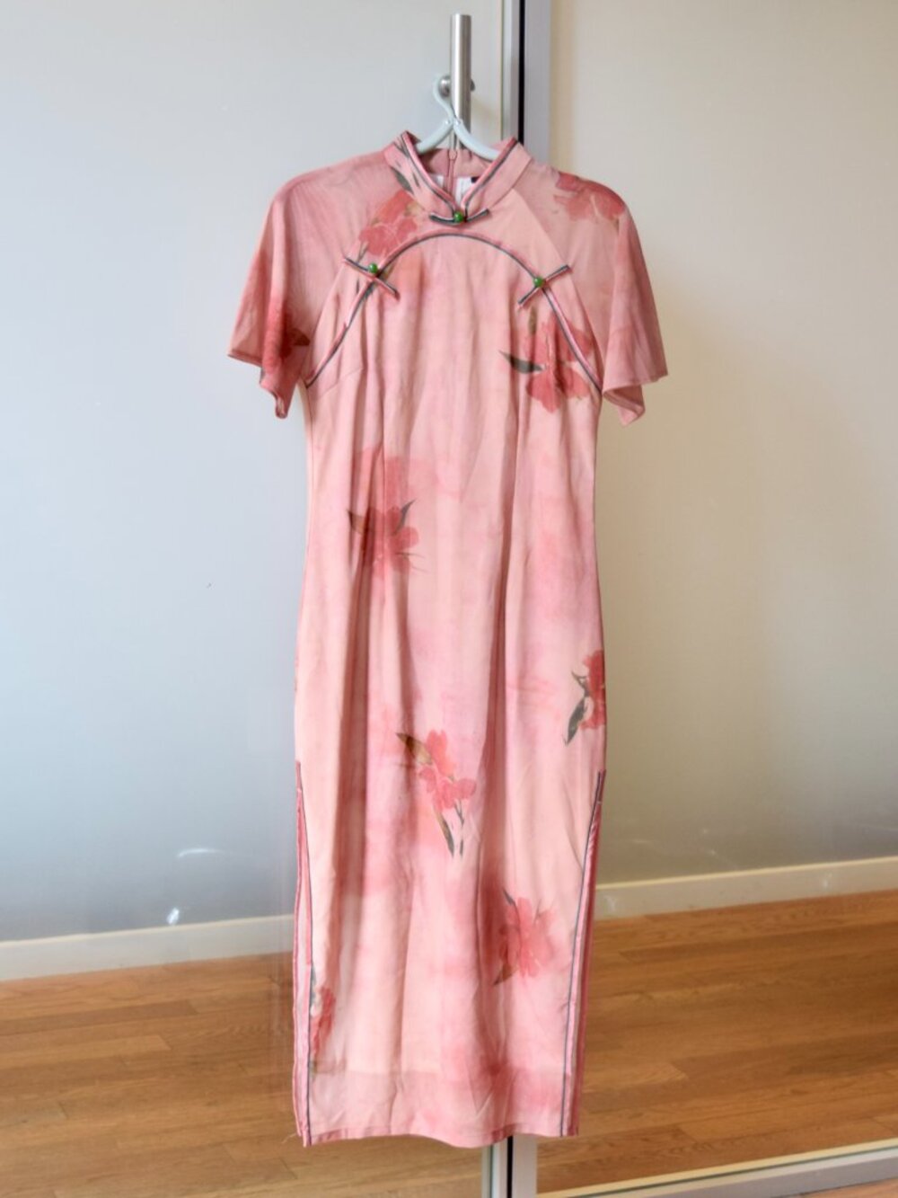 Pink Red Flora Mesh Flora Qipao - Chinese Traditional Cheongsam